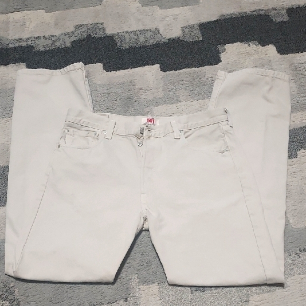 Men's Levi's Light Beige Straight Jeans Classic Style 36"×34".